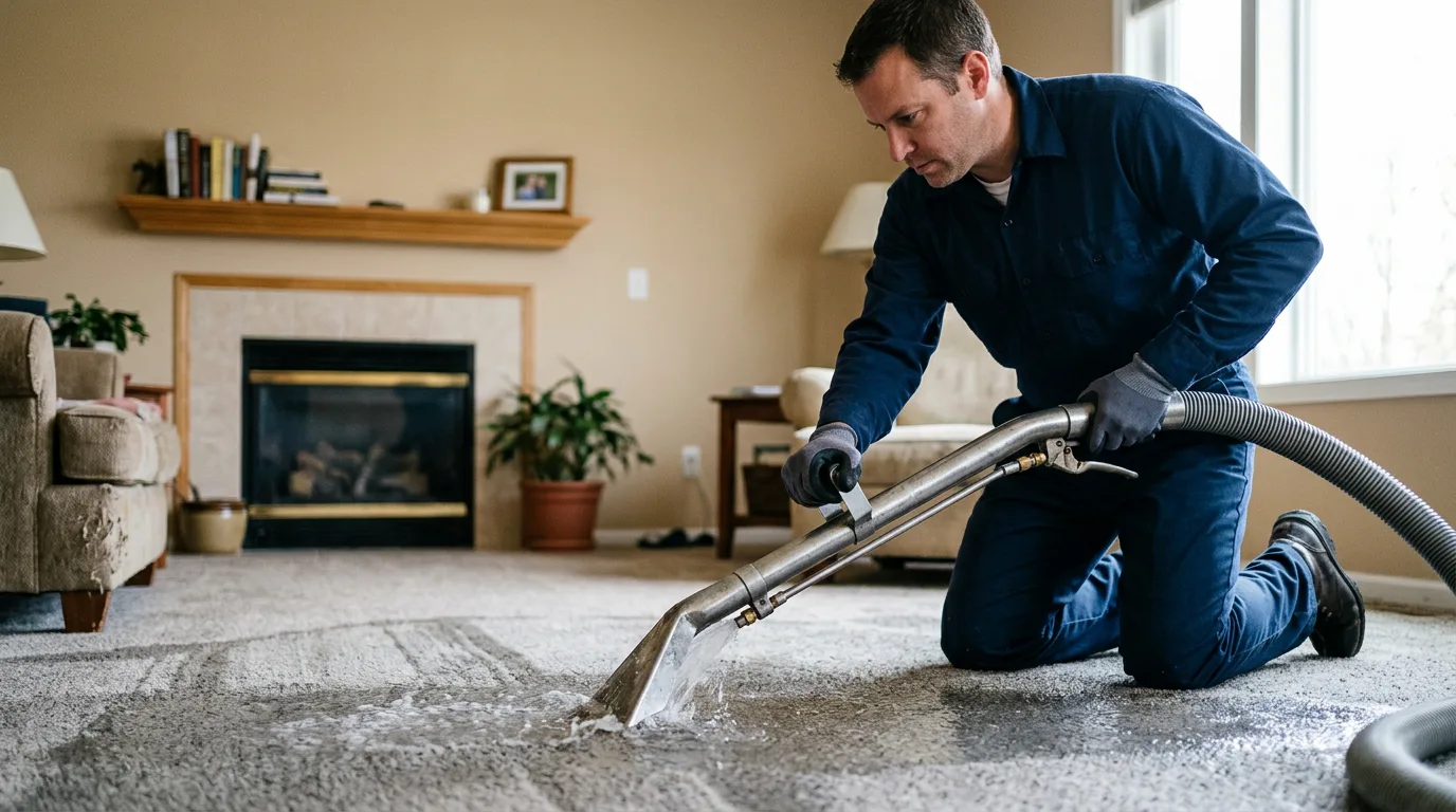 Water damage restoration technician working near Meriden, WY